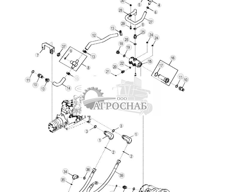 Гидросистема левого гидростатического привода (ЭГ управление) (двухскоростной) - ST2470 181.jpg